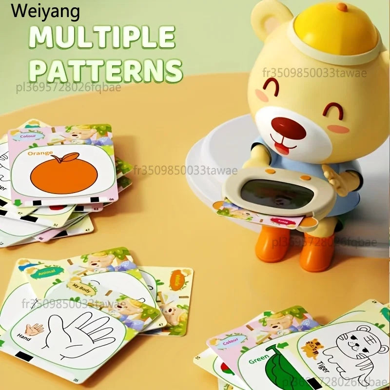 Toddler English Flash Cards with Writing Drawing Tablet Montessori Early Educational Toys for Kids Boys Girls Gift